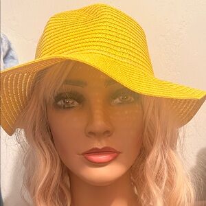 (0349) Unisex Bright Yellow Wide-Brimmed Sun Hat